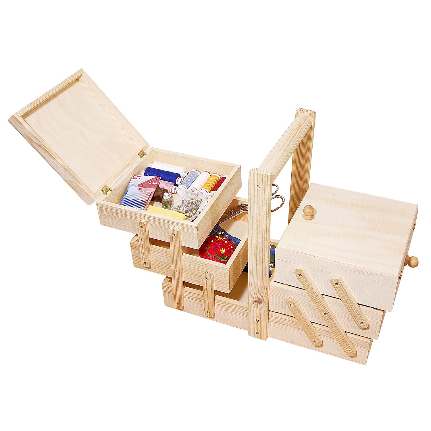 Holz-Nähkästchen, 35 x 18 x 18 cm