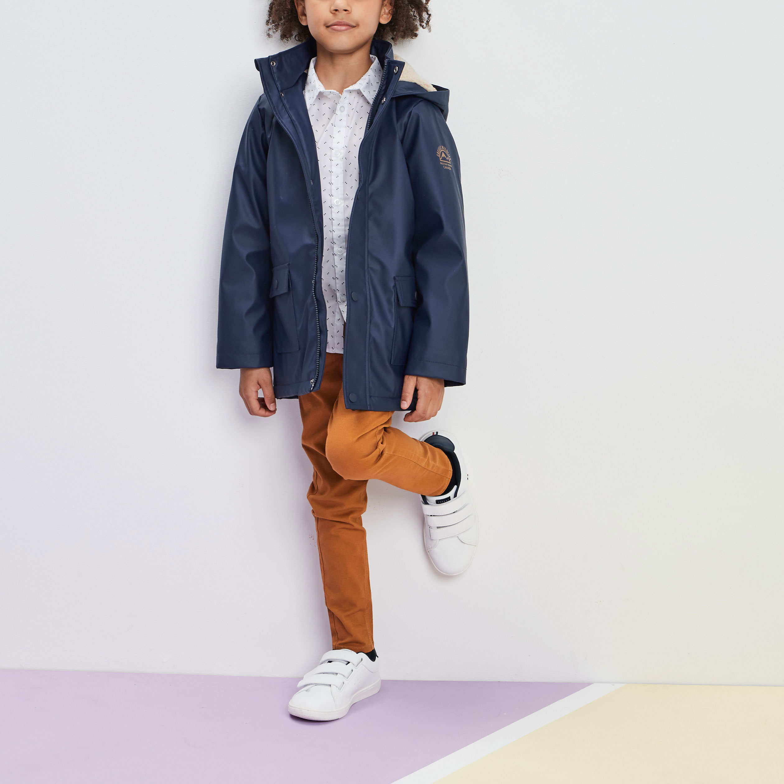 Parka droite à capuche bleu marine garçon | La Halle