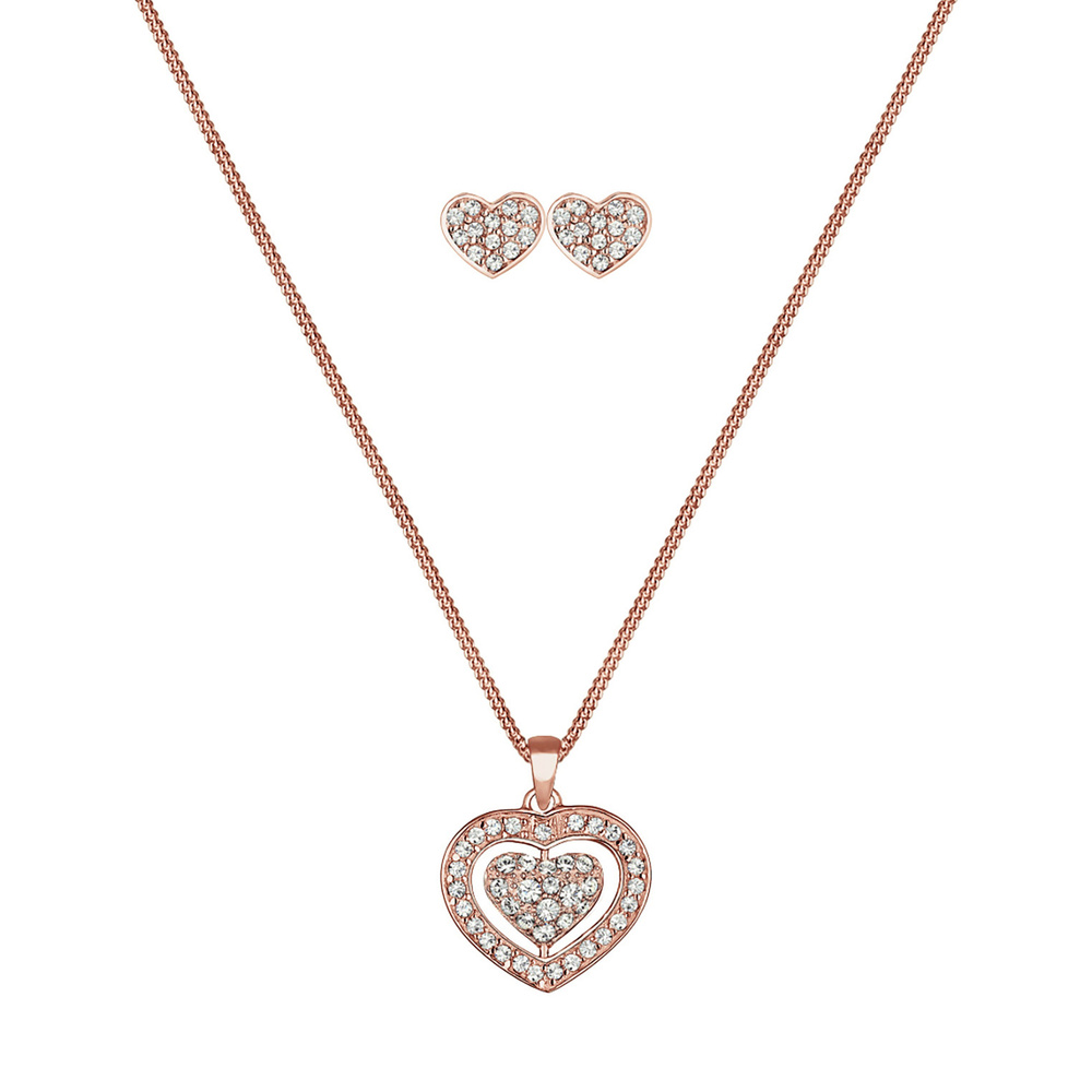Elli Elli Ensemble de Bijoux Herz Kristalle Pretty 925 Silber Bijoux