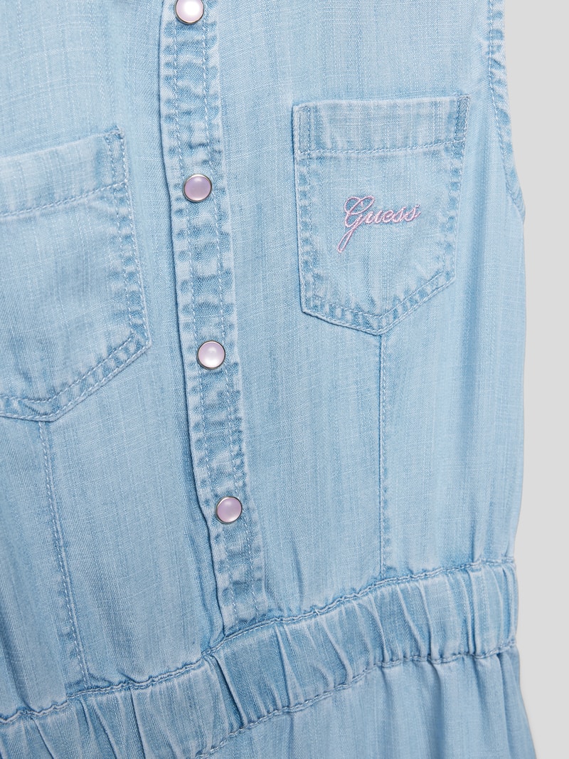 Jeanskleid mit Volants in hellblau