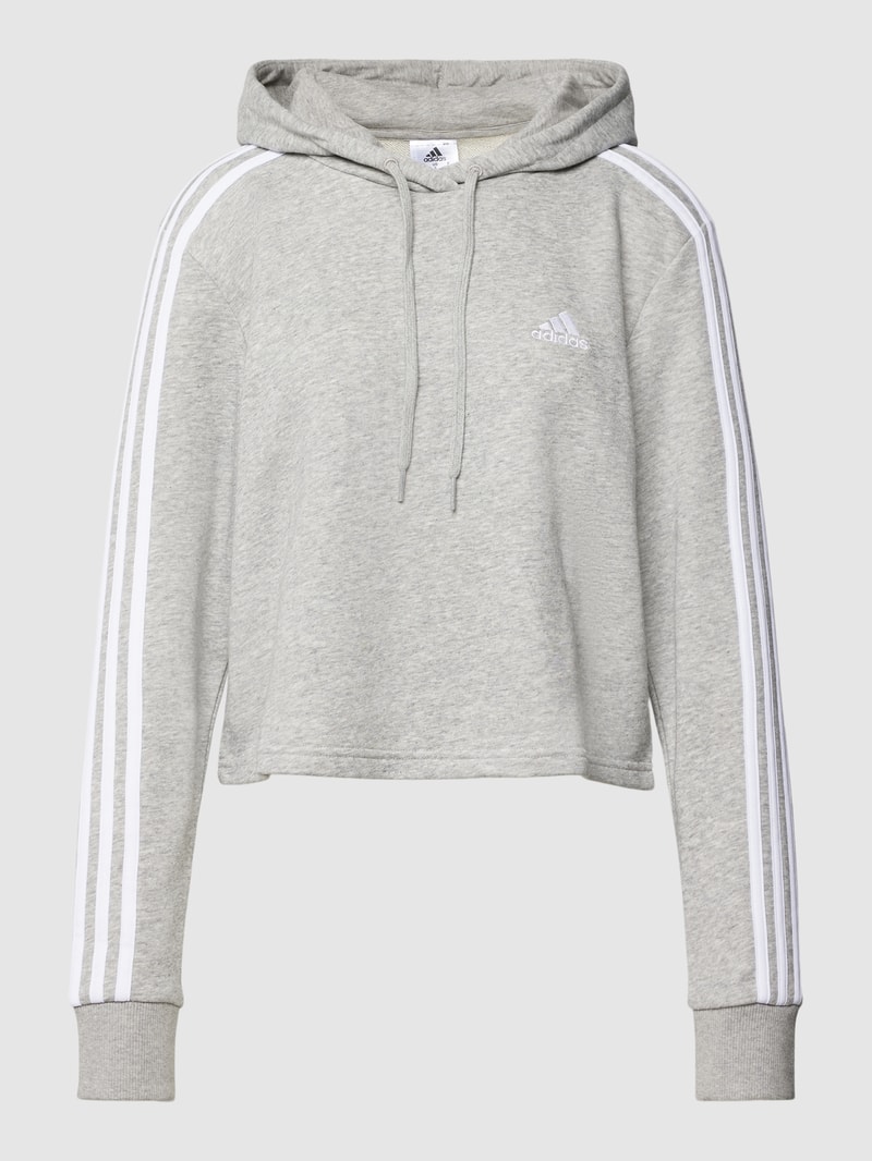 Hoodie mit Logo-Stitching in hellgrau meliert