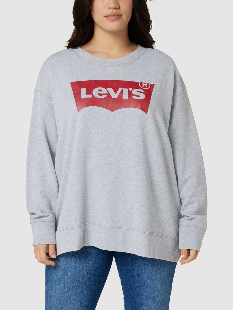 PLUS SIZE Sweatshirt mit Label-Print in hellgrau meliert