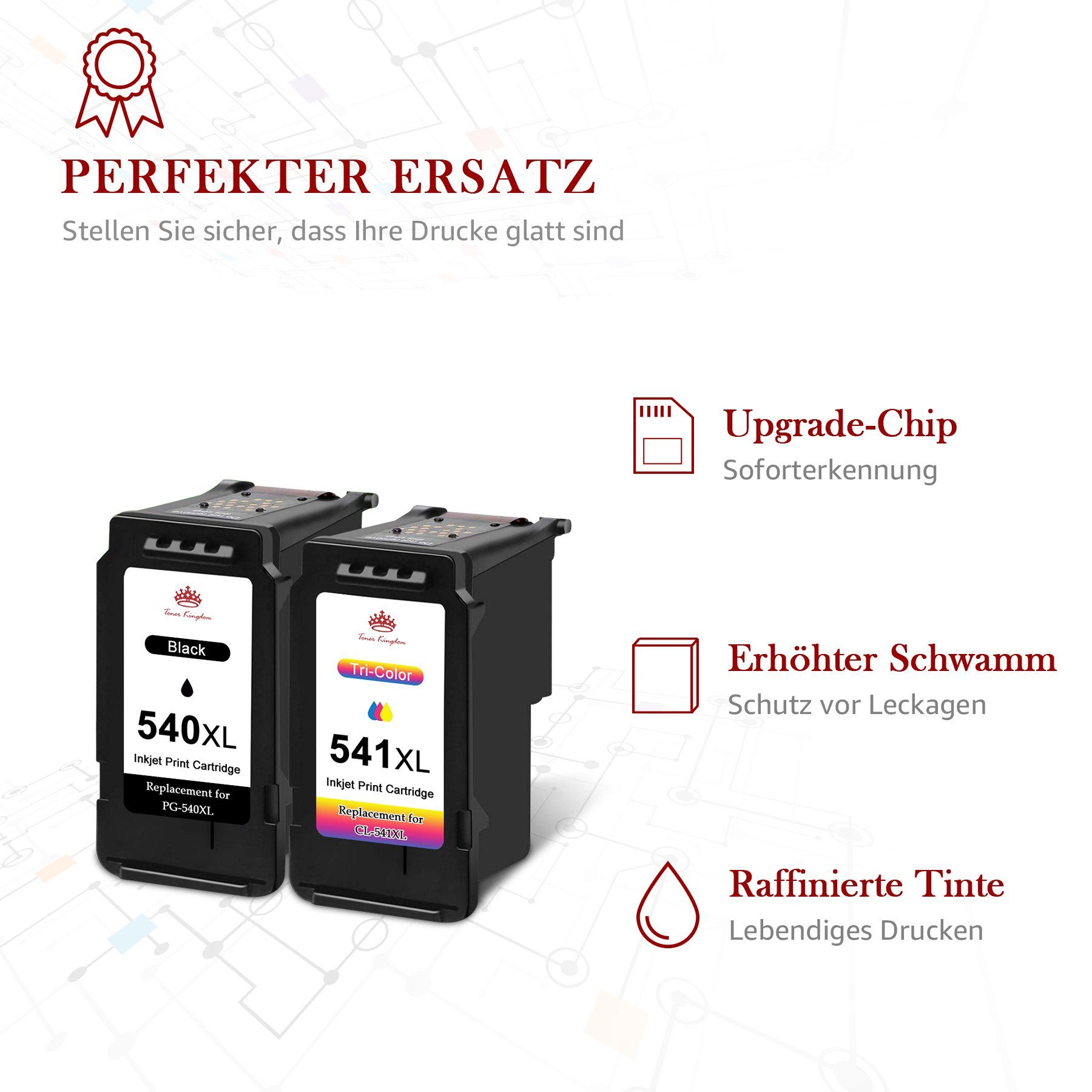Toner Kingdom 3er ersetzt Canon PG-540XL CL-541XL Tintenpatrone (für Canon PG 540 XL CL 541 XL Canon 540XL 541XL, Kompatibel für Pixma MX475 525 MG3650 4100 TS5150)