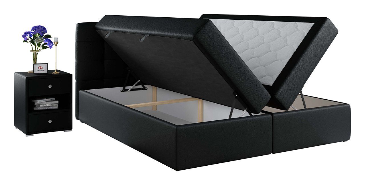 MKS MÖBEL Boxspringbett CENTOS, Doppelbett mit Multipocket-Matratze - Polsterbett mit Bettkasten