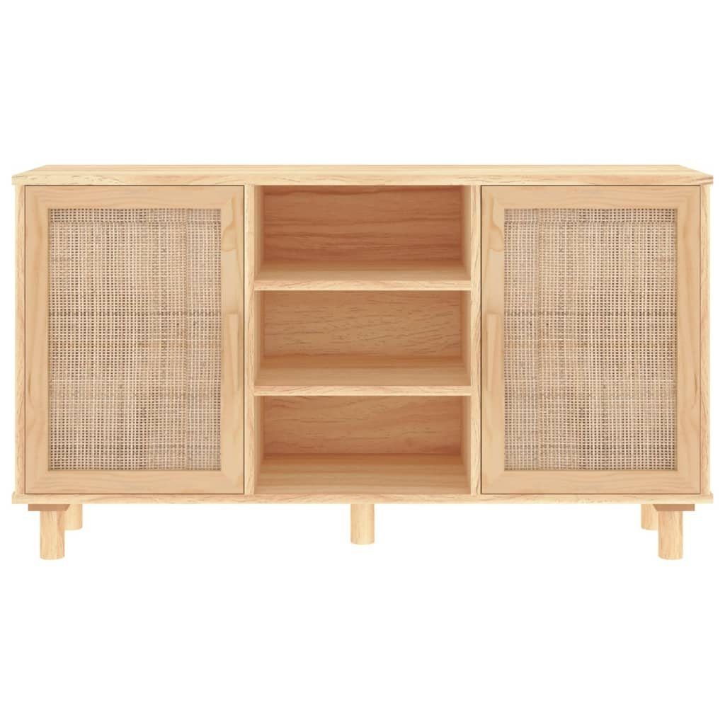 vidaXL Sideboard Sideboard Braun 105x30x60 cm Massivholz Kiefer und Natur-Rattan (1 St)
