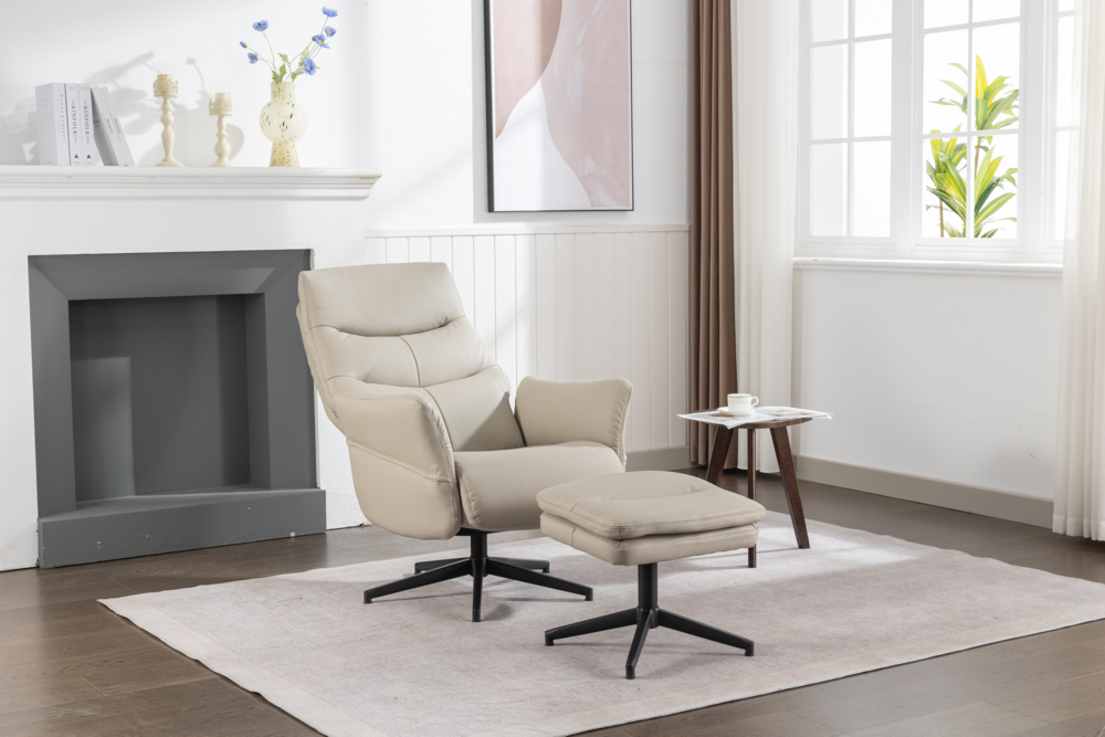Happy Home Happy Home gepolsteter Relaxsessel mit Hocker HWP62-BEI beige