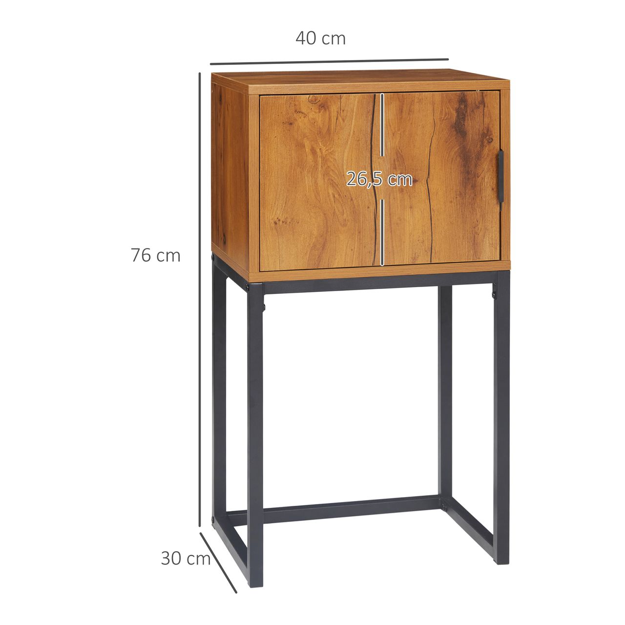 HOMCOM Konsolentisch, Flurtisch mit Schrank, Sofatisch im Industriedesign Natur