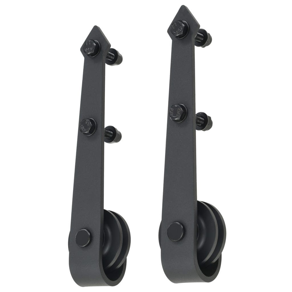 vidaXL Schiebetür Schiebetür-Beschlagsatz 183 cm Stahl Schwarz (1-St)