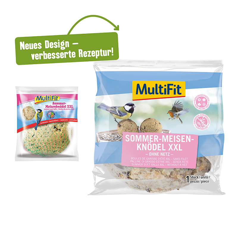 MultiFit Wildvogelfutter MultiFit Sommer-Meisenknödel XXL ohne Netz 5x1 Stück