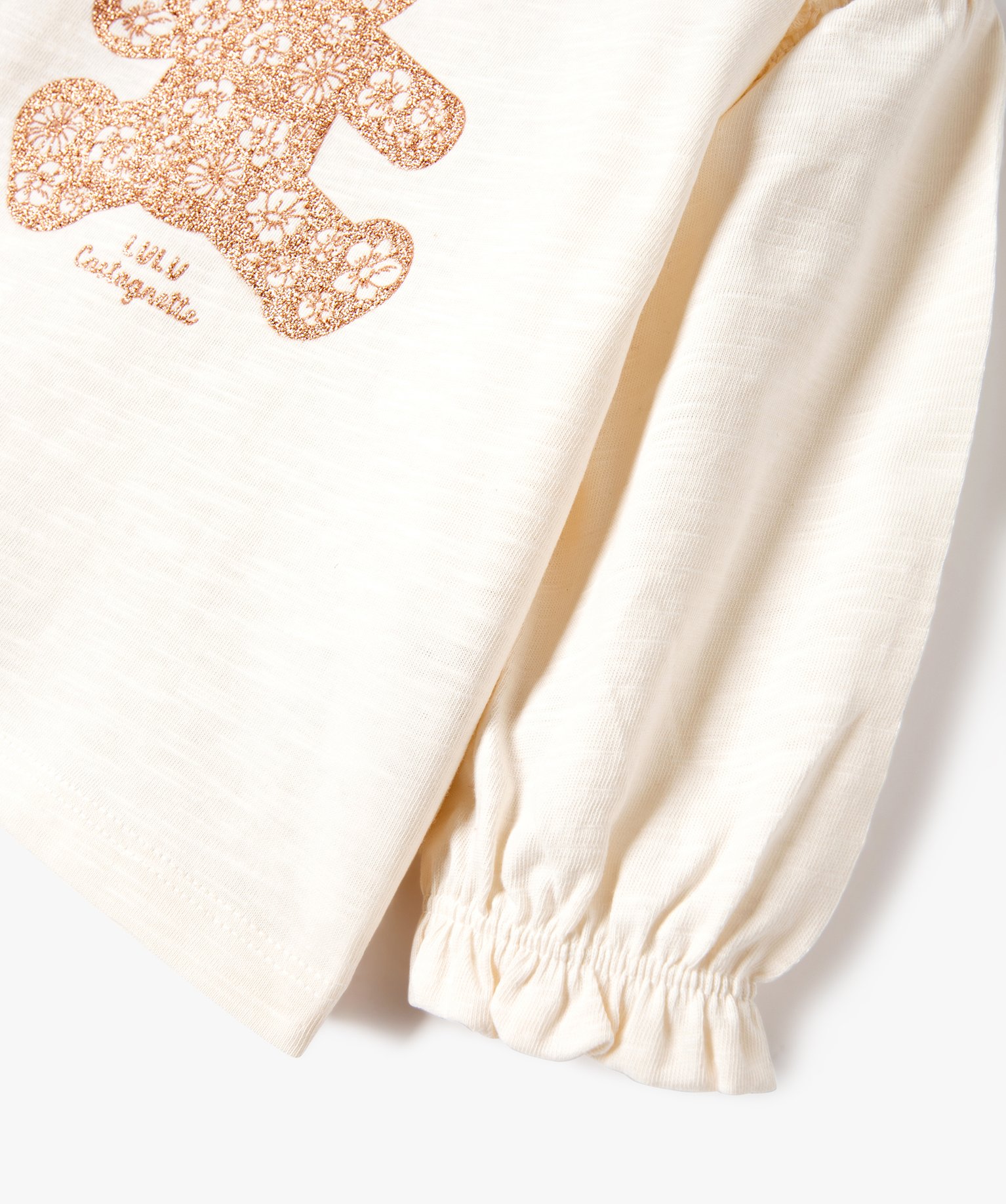 Tee-shirt bébé fille à manches longues fantaisie et brode... ecru | GEMO