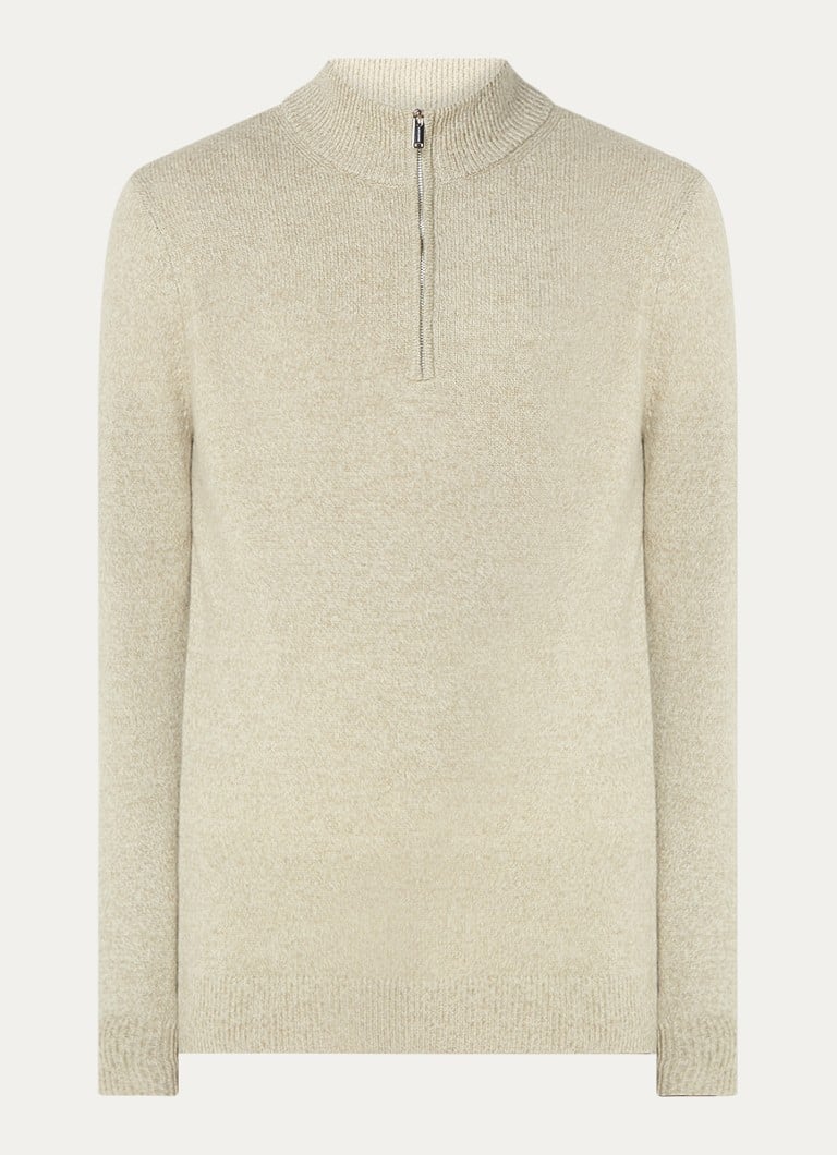 Profuomo Fine-knit sweater in wool blend with half zip