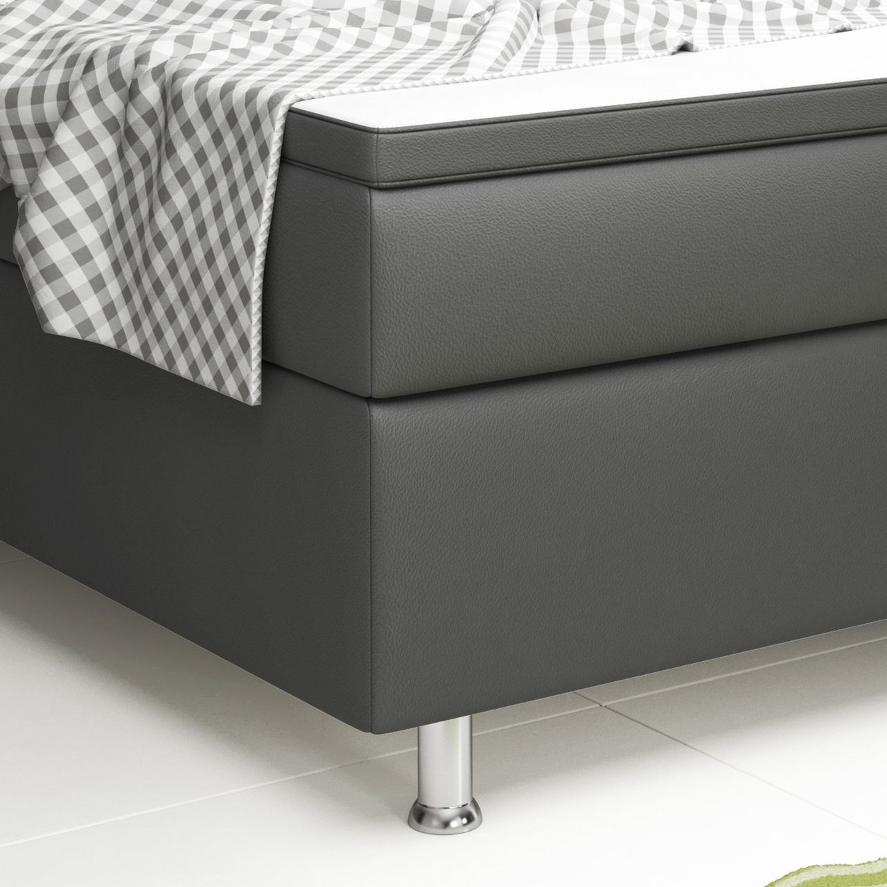 IHG Boxspringbett Nizza 180x200 cm Kunstleder Anthrazit