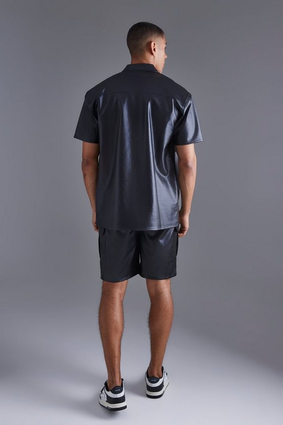 Oversize Hemd mit PU-Detail