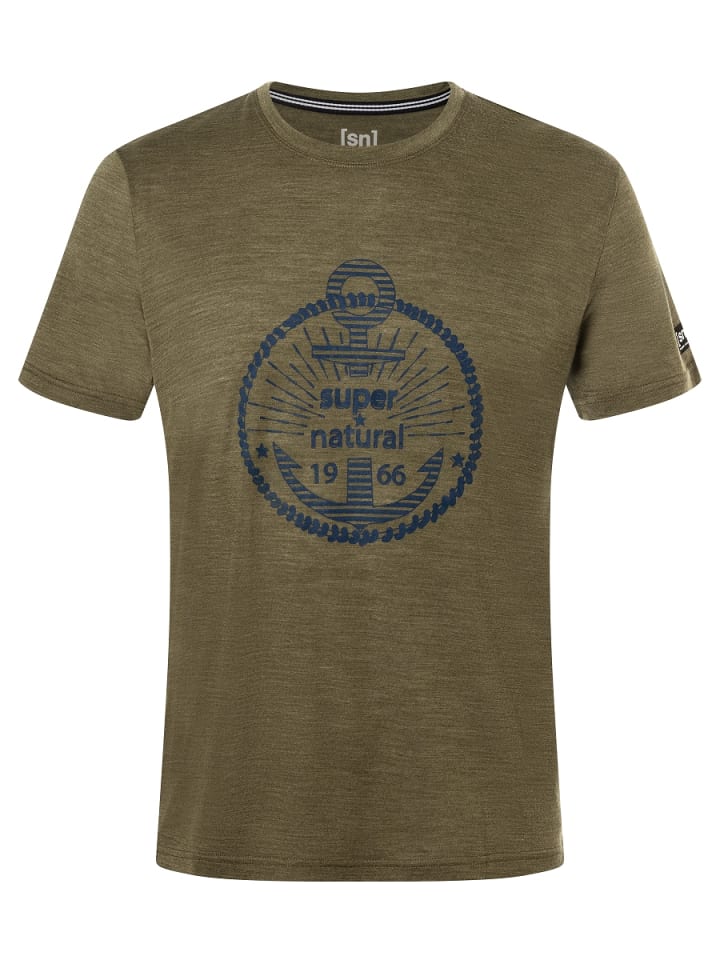super.natural Merino T-Shirt M LEVANTE TEE in olivgrün günstig kaufen S