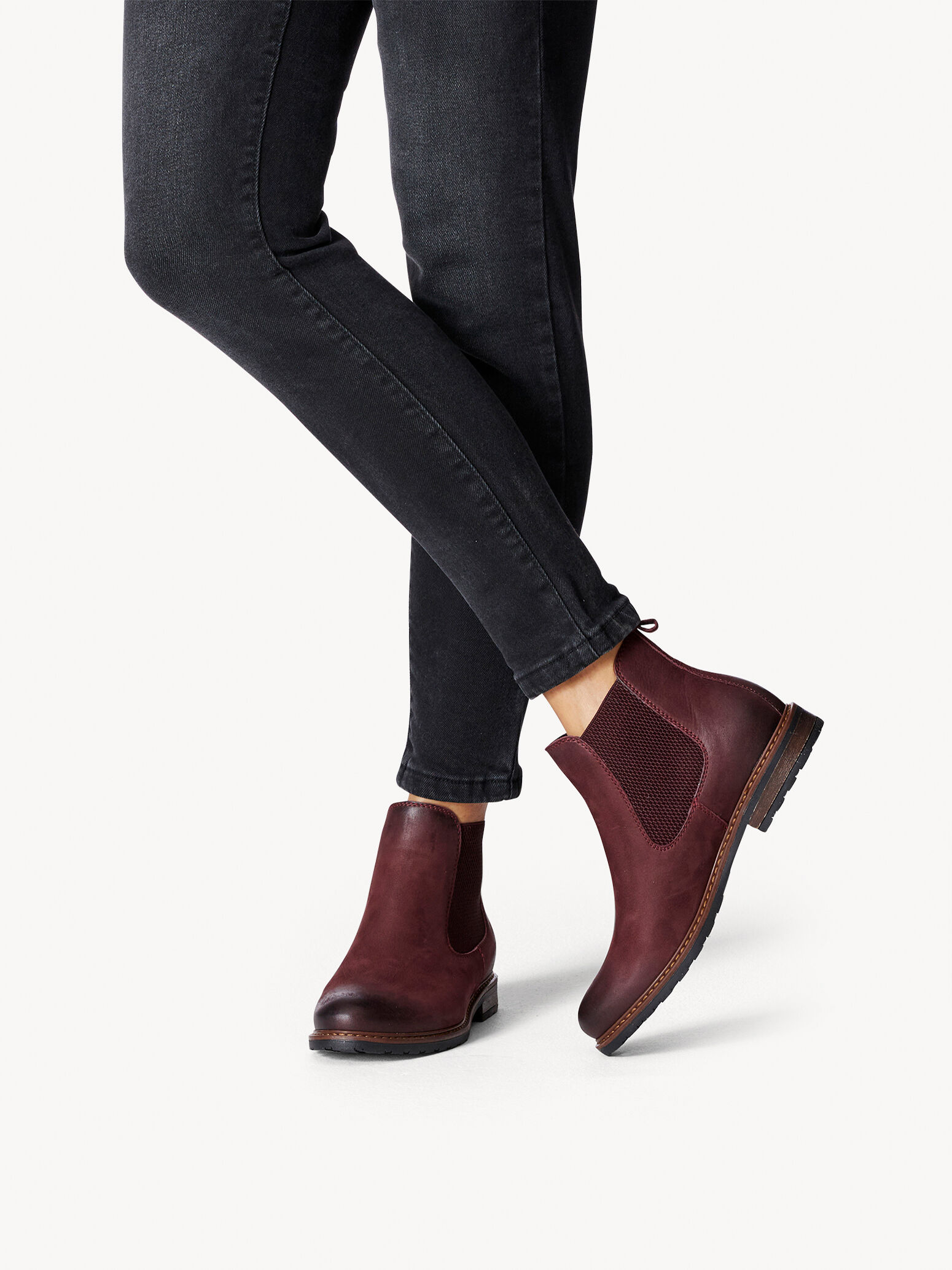 Bottine Chelsea en cuir - rouge
