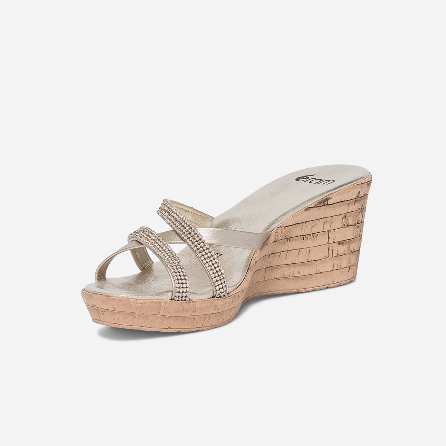 Mule or à brides strassées