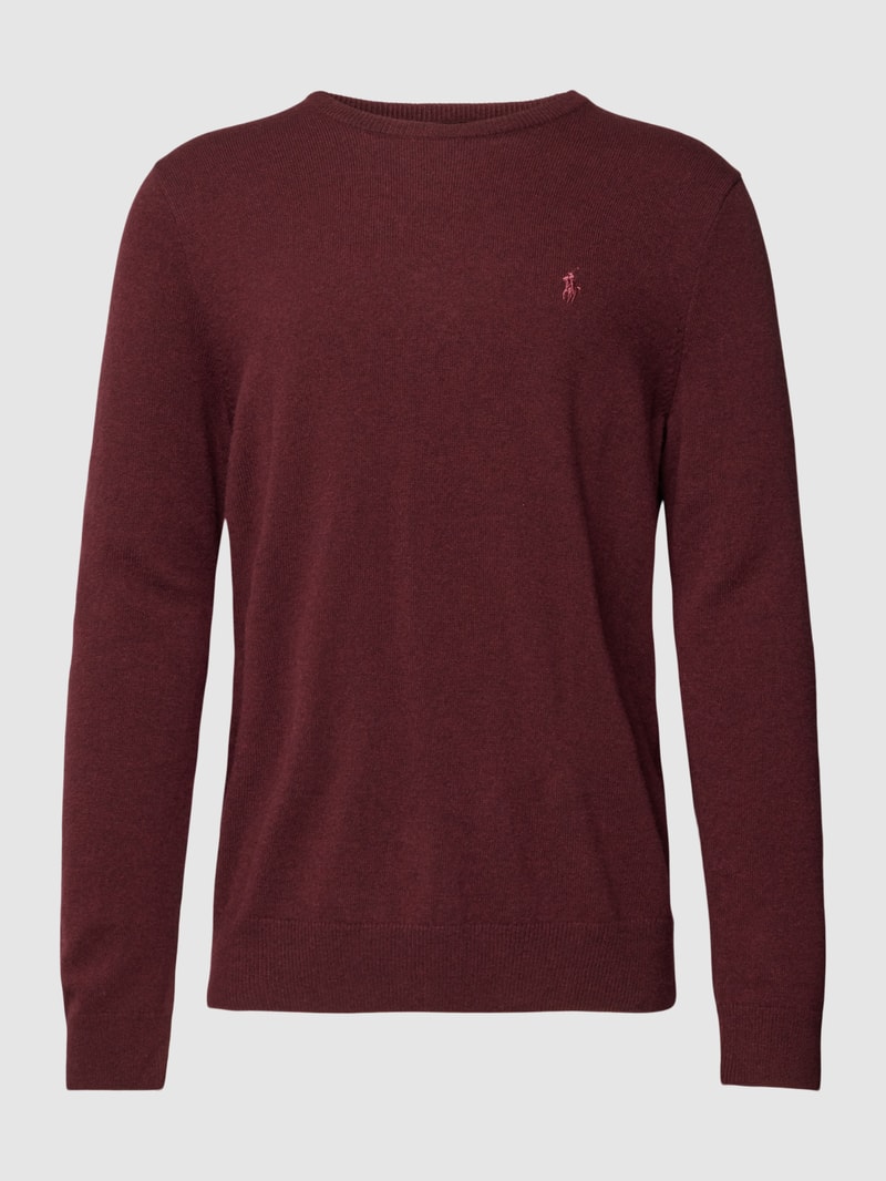 Strickpullover aus Wolle mit Logo-Stitching in bordeaux rot