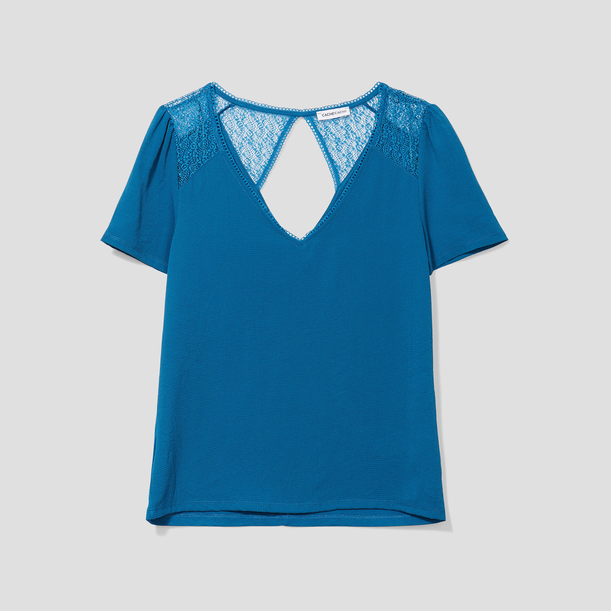 T-shirt manches courtes bleu canard femme | Cache Cache