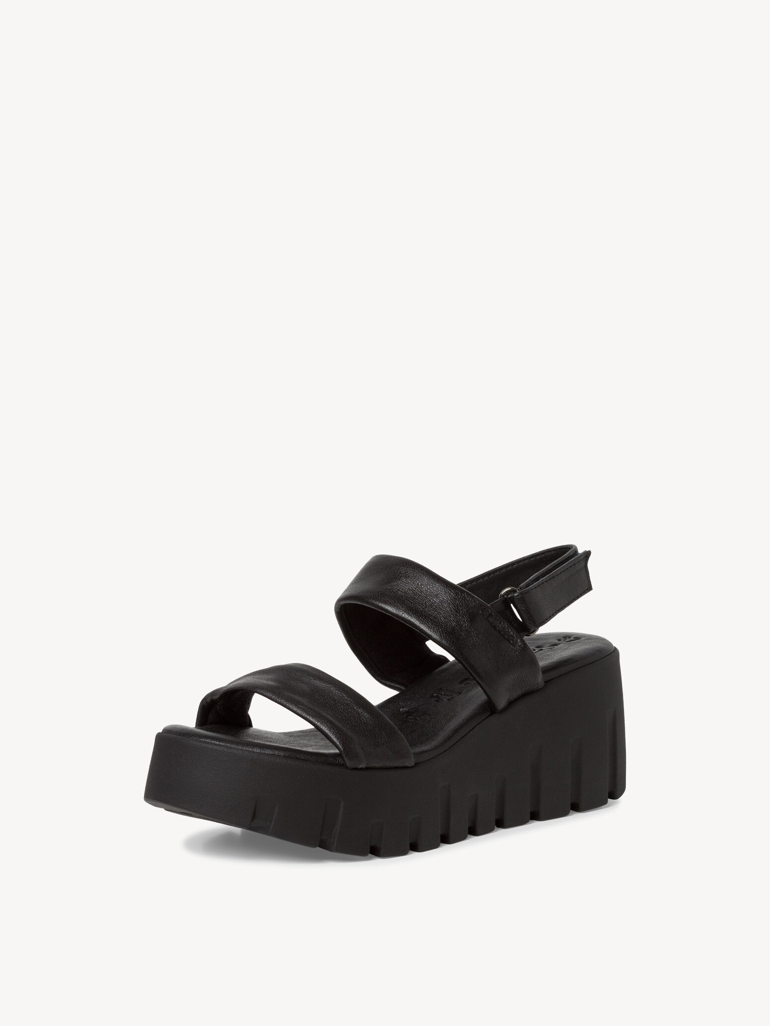 Sandale à talon en cuir - noir