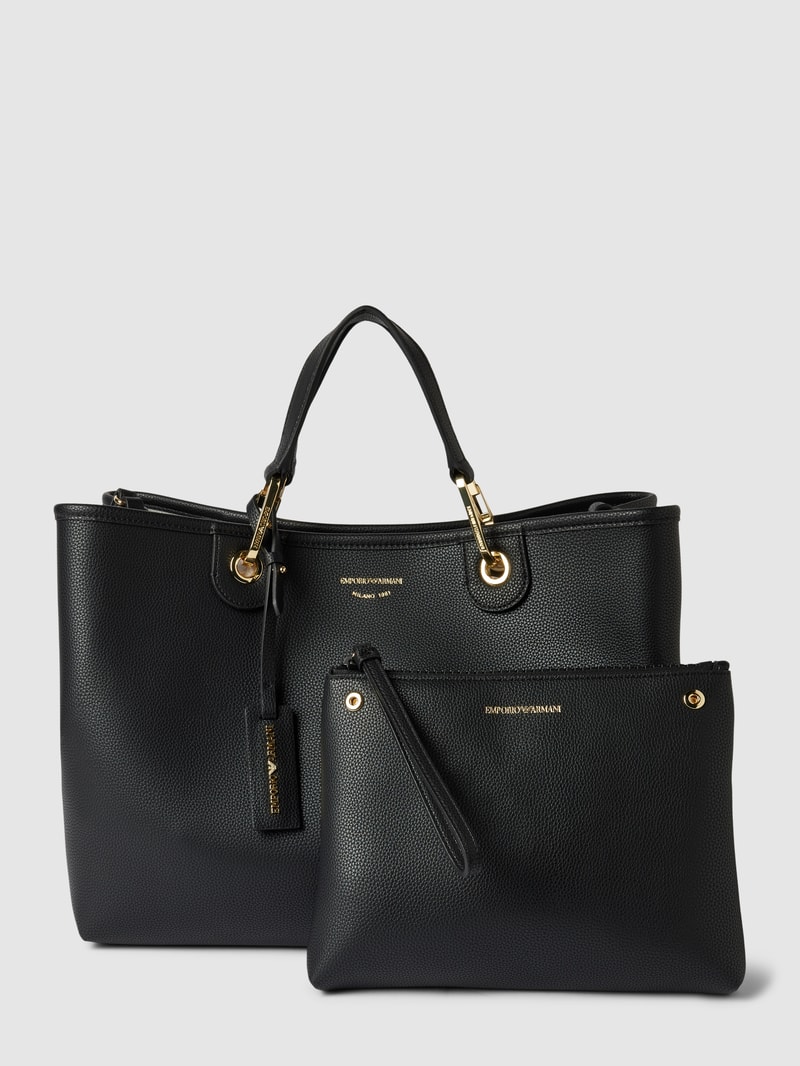 Shopper mit Label-Detail in schwarz
