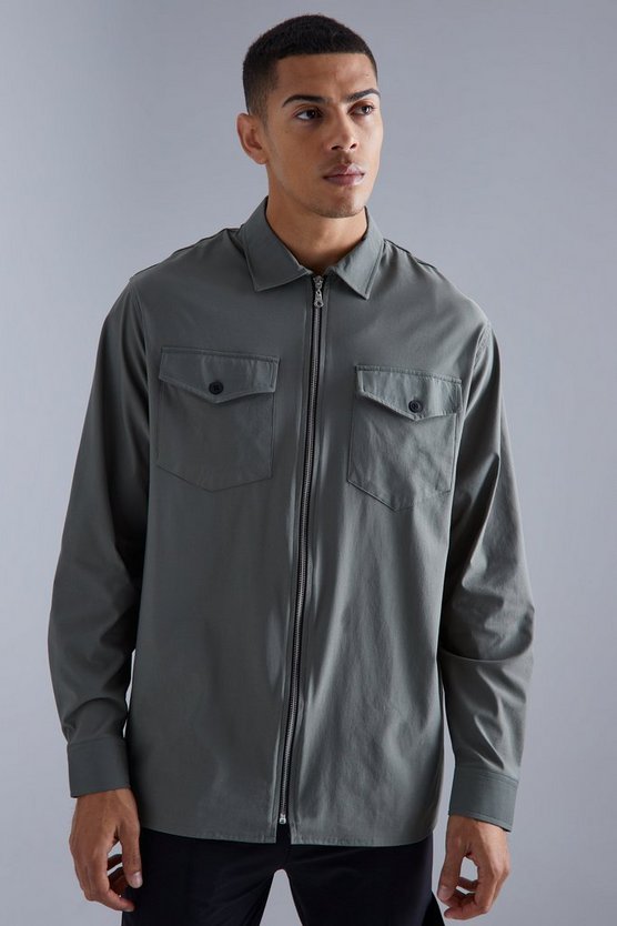 Smartes Nylon Overshirt mit Reißverschluss