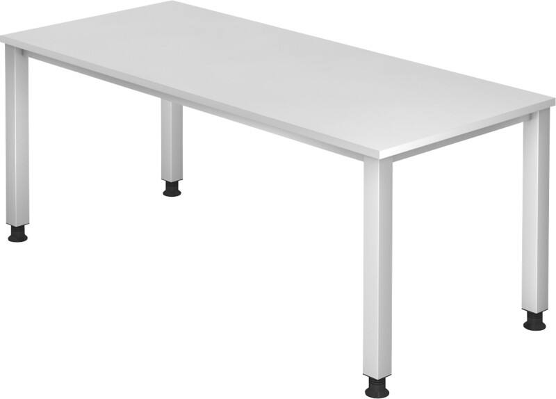 Hammerbacher Q Serie Höhenverstellbar Schreibtisch Rechteckig Holz Silber 4 Füße 1.800 x 685 mm