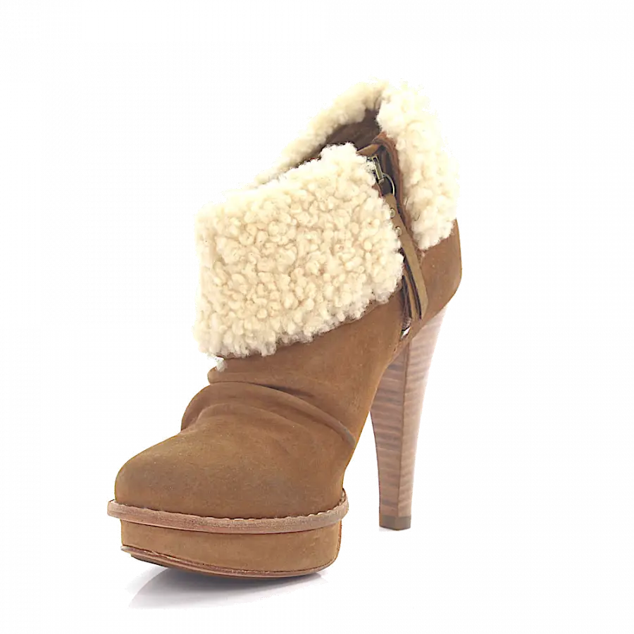 UGG - Plateaustiefeletten GEORGETTE Logo Fellschaft - beige