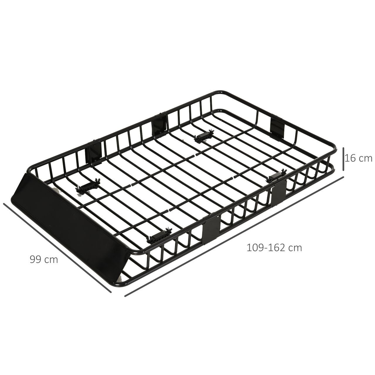 HOMCOM Dachkorb Auto Dachträger Dach Universal Schwarz 162 x 99 x 16 cm