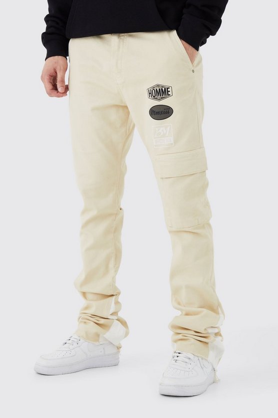 Tall Slim-Fit Cargohose mit Moto-Aufnäher