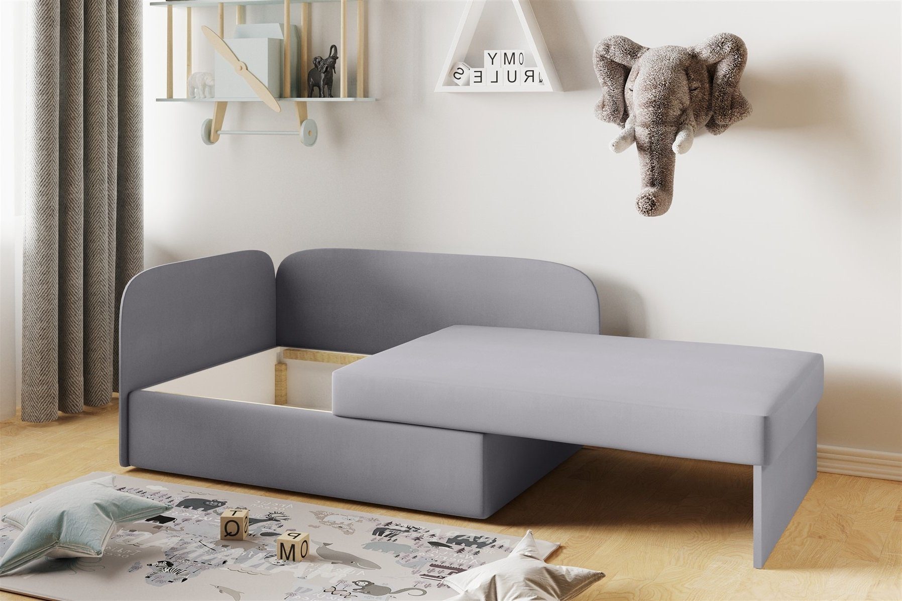 Fun Möbel Kindersofa Sofa Kindersofa Schlafsofa inkl. Bettkasten MAILO Seite Li o. Re, mit Schlaffunktion