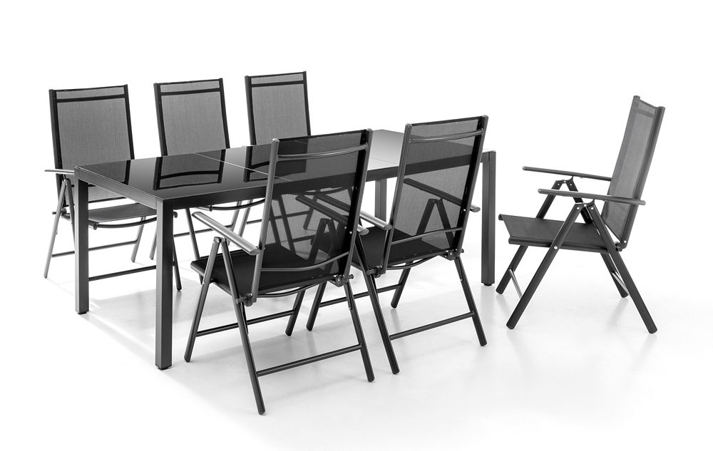HC Home & Living Aluminium-Sitzgruppe 7tlg. - Anthrazit