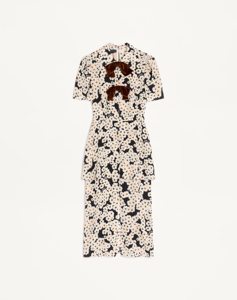 Apres L'hiver Vestido Midi Crepe De Chine Estampado Primula