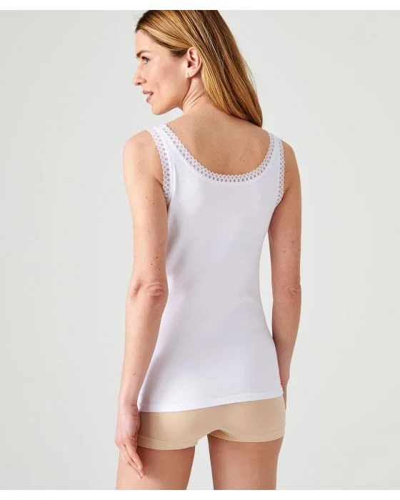 Débardeur Essential en coton extensible, orné de dentelle