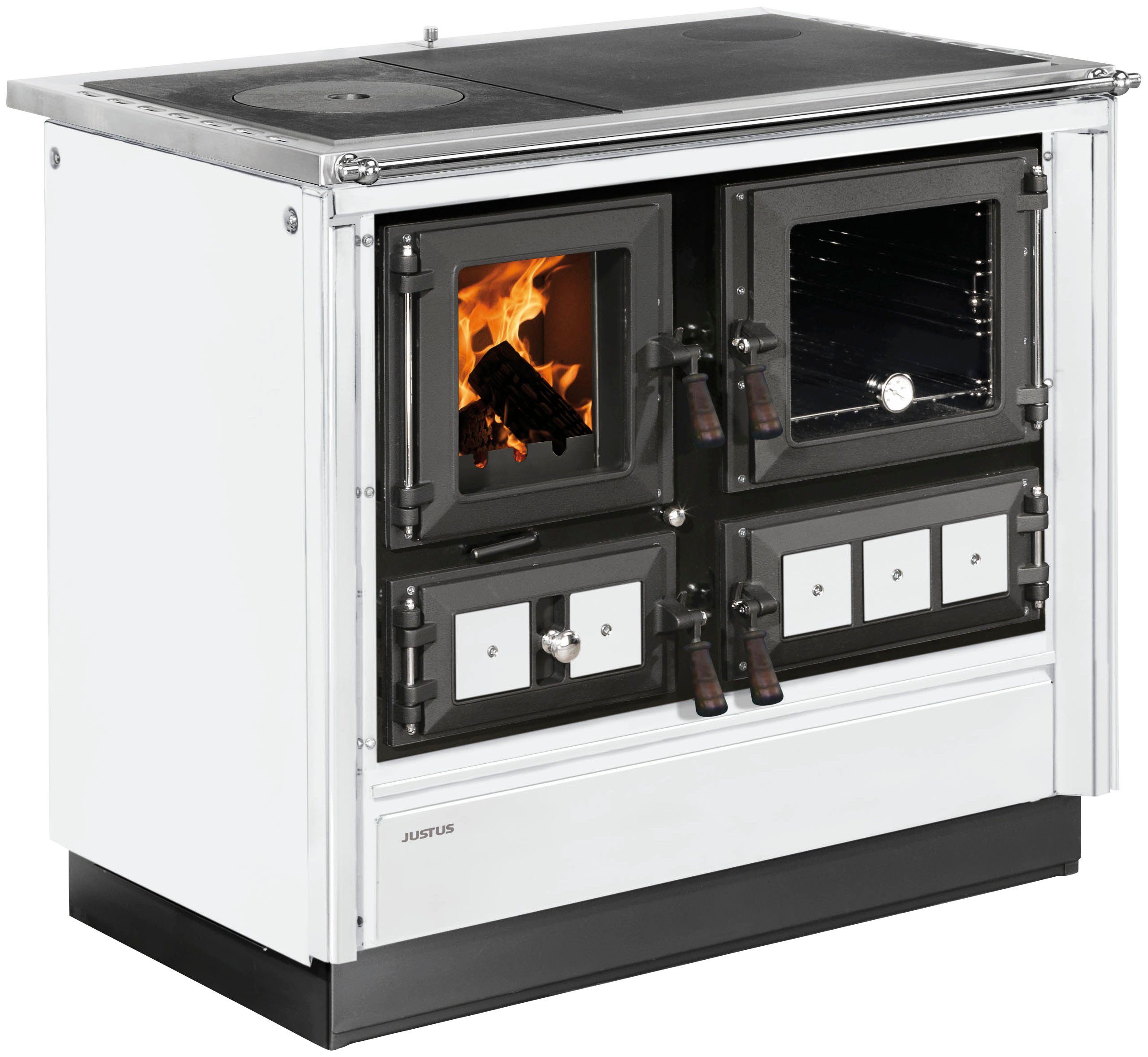 JUSTUS Festbrennstoffherd Rustico 90, 7 kW, Zeitbrand