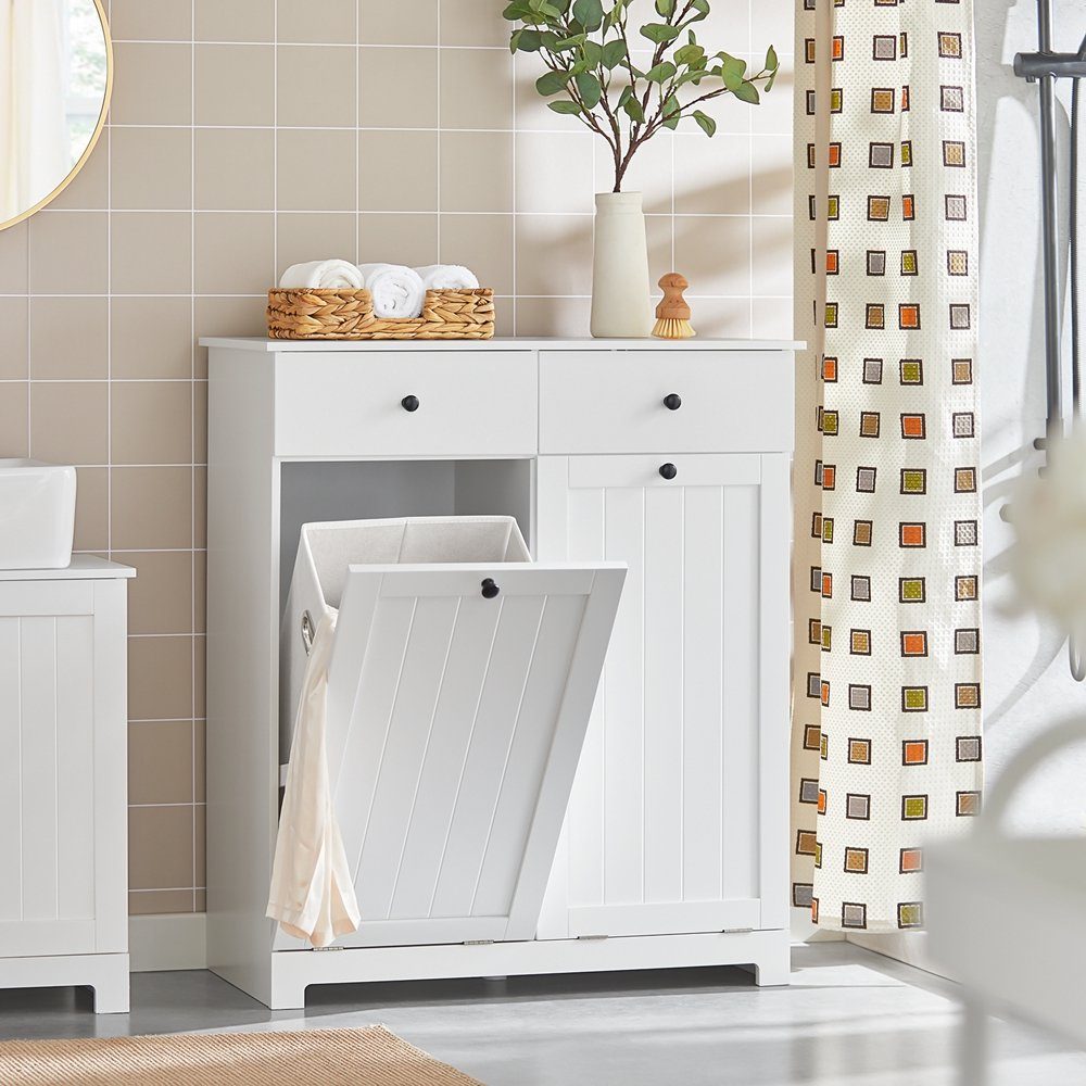SoBuy Wäscheschrank BZR33 mit 2 Wäschesäcken Wäschetruhe Wäschesammler Wäschekorb Badschrank