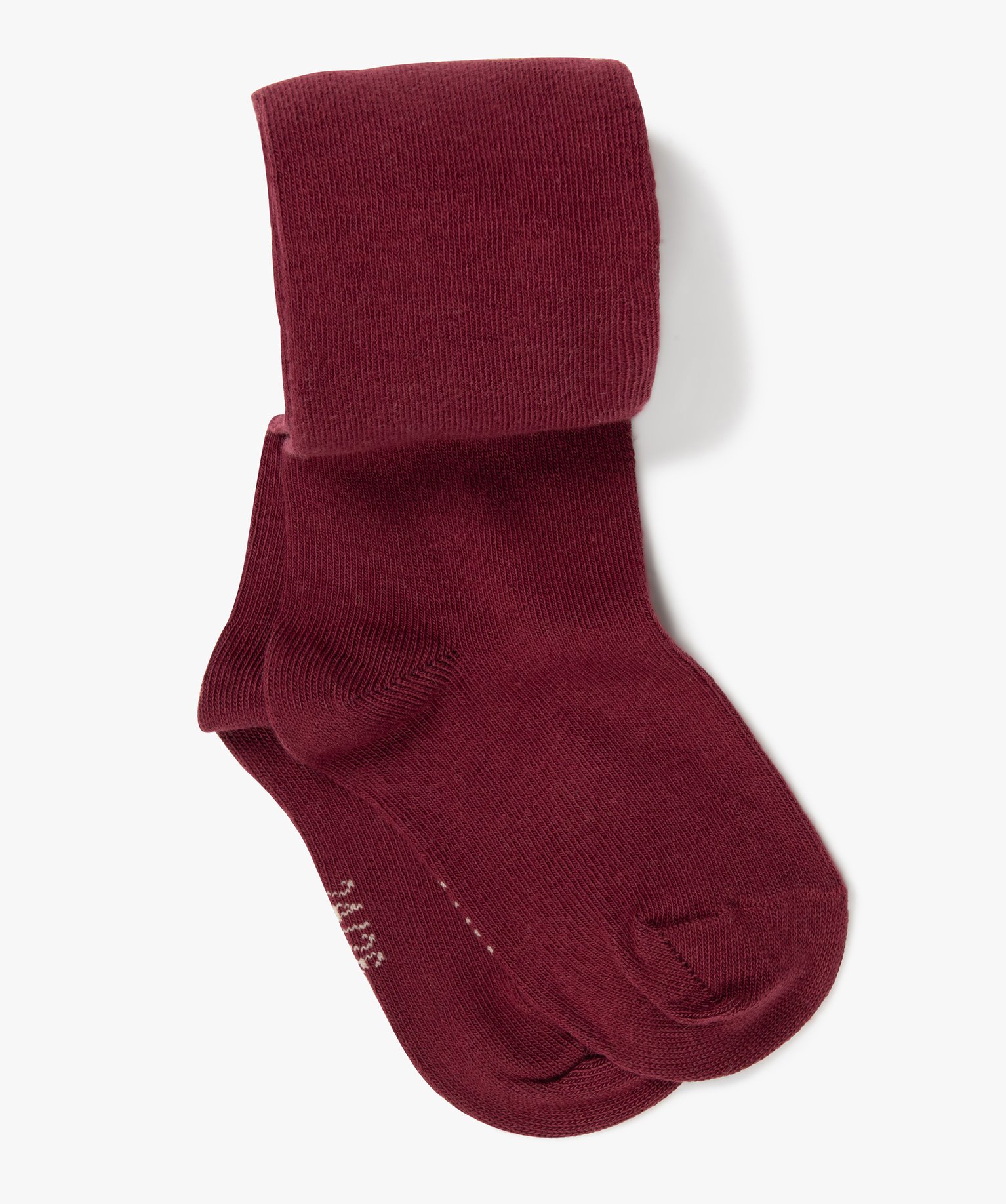 Collants chauds uni en coton fille rouge fonce | GEMO
