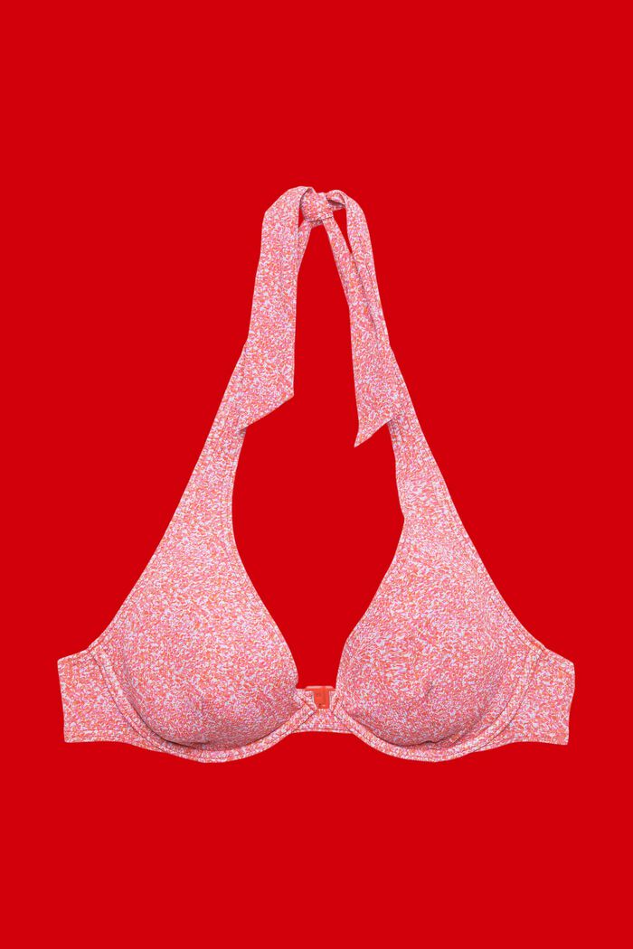 Neckholder-Apex-Bikinitop mit Bügel-Cups und Print