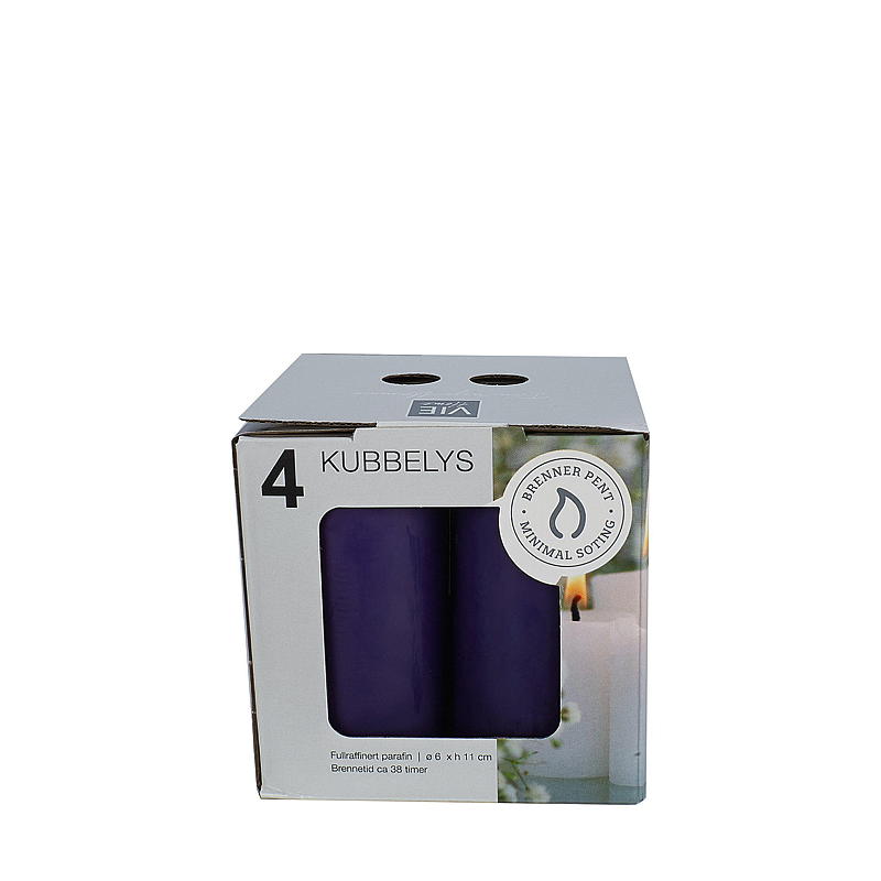 Vie Home Kubbelys 4-pk ø 6 x 11 cm, lilla