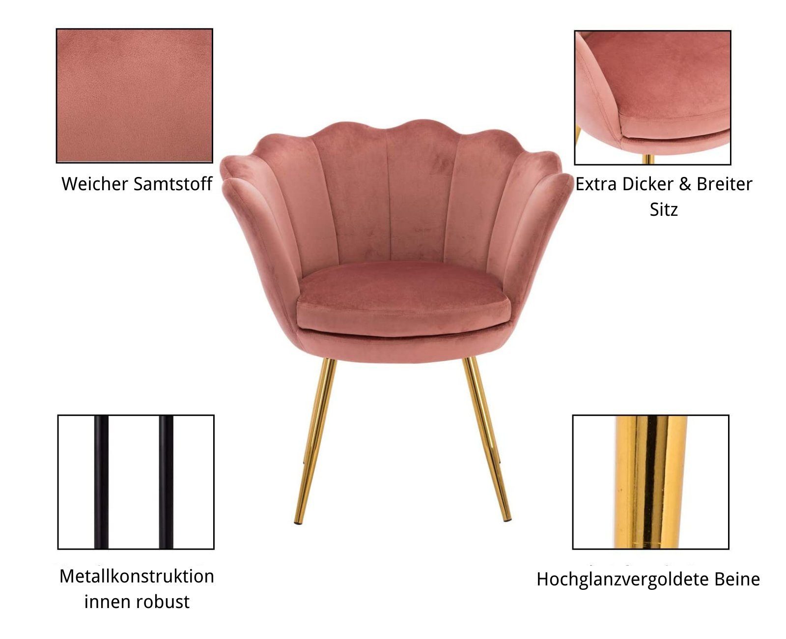 WAHSON OFFICE CHAIRS Loungesessel Sessel Weicher Samt Armlehnstuhl