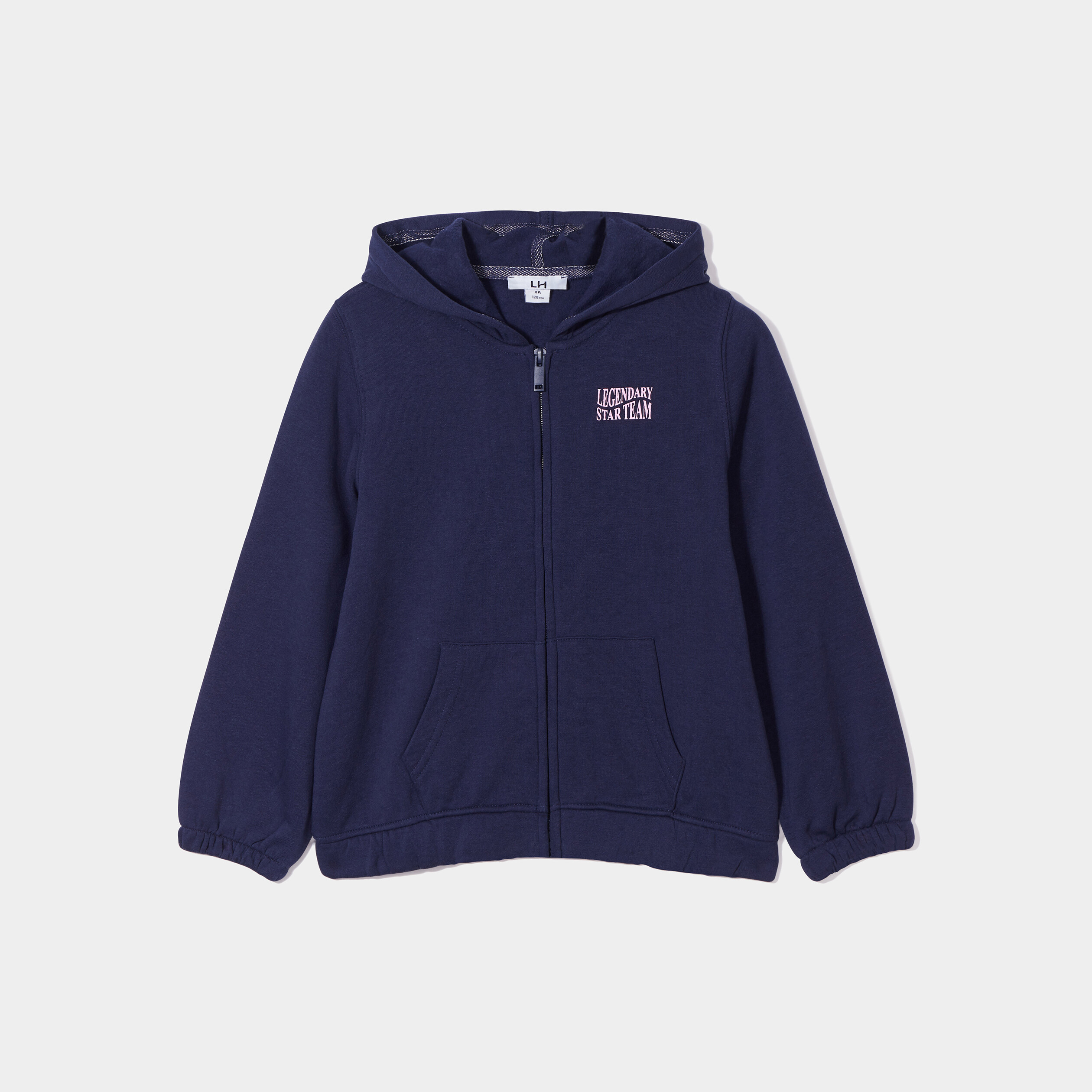 Sweat zippé molleton à capuche bleu marine fille | La Halle