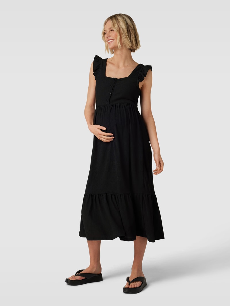 Umstands-Kleid mit kurzer Knopfleiste in schwarz