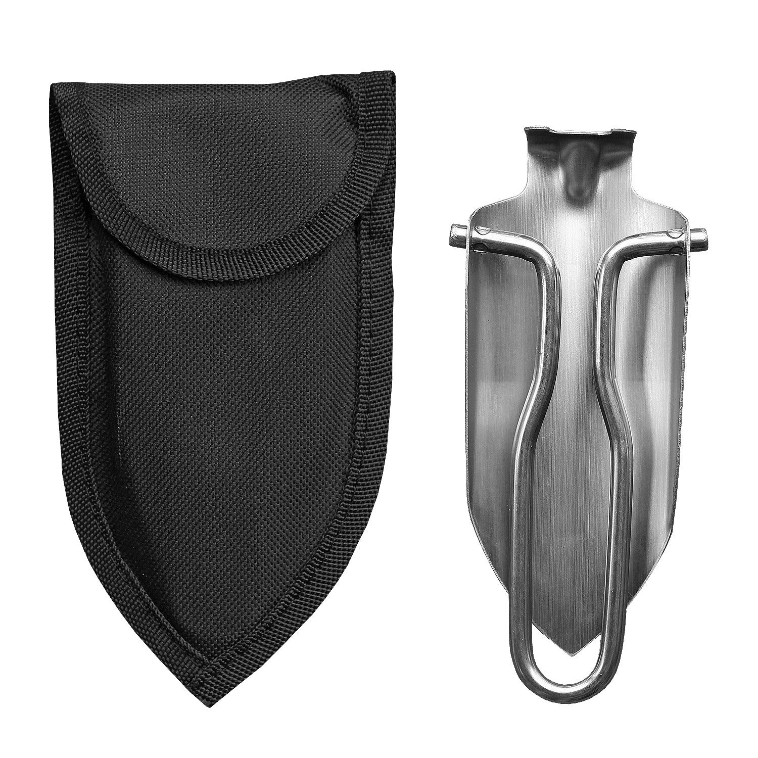 Mini Edelstahl Schaufel klappbar mit Tasche