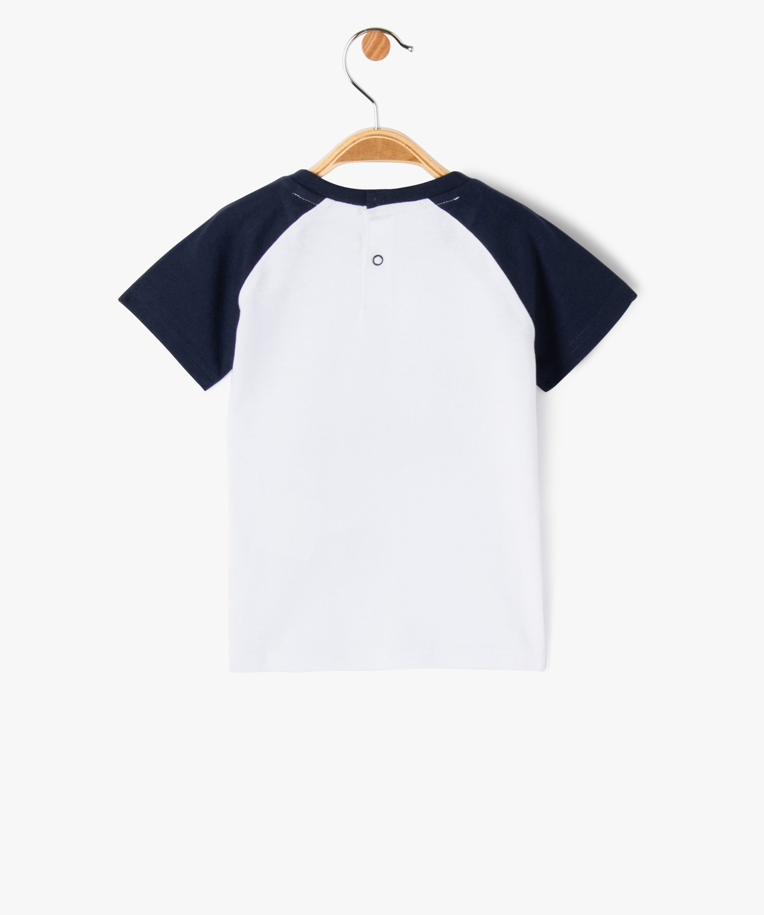 Tee-shirt manches courtes bicolore et motif bébé Garçon -... marine | GEMO