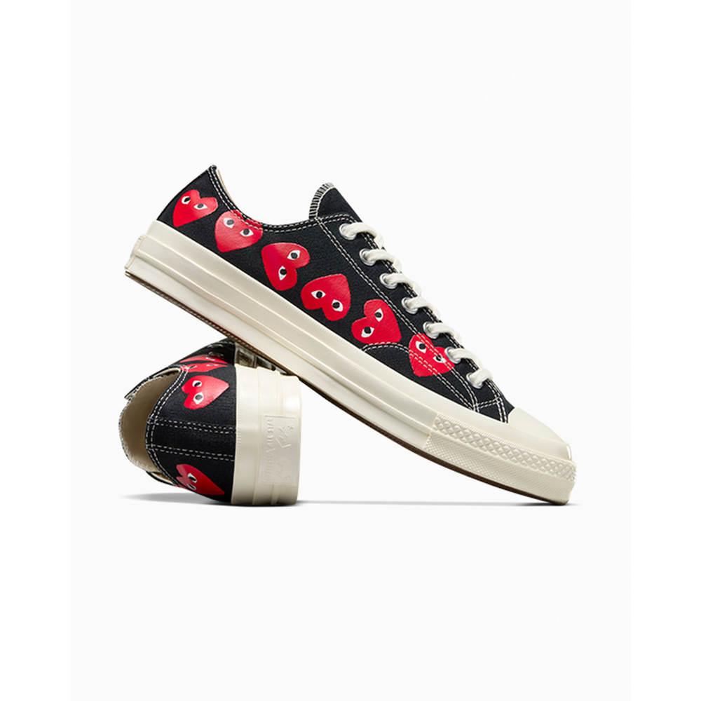 Converse Comme des Garçons PLAY x Converse Chuck 70 Low Black Multi Heart A08149C / schwarz