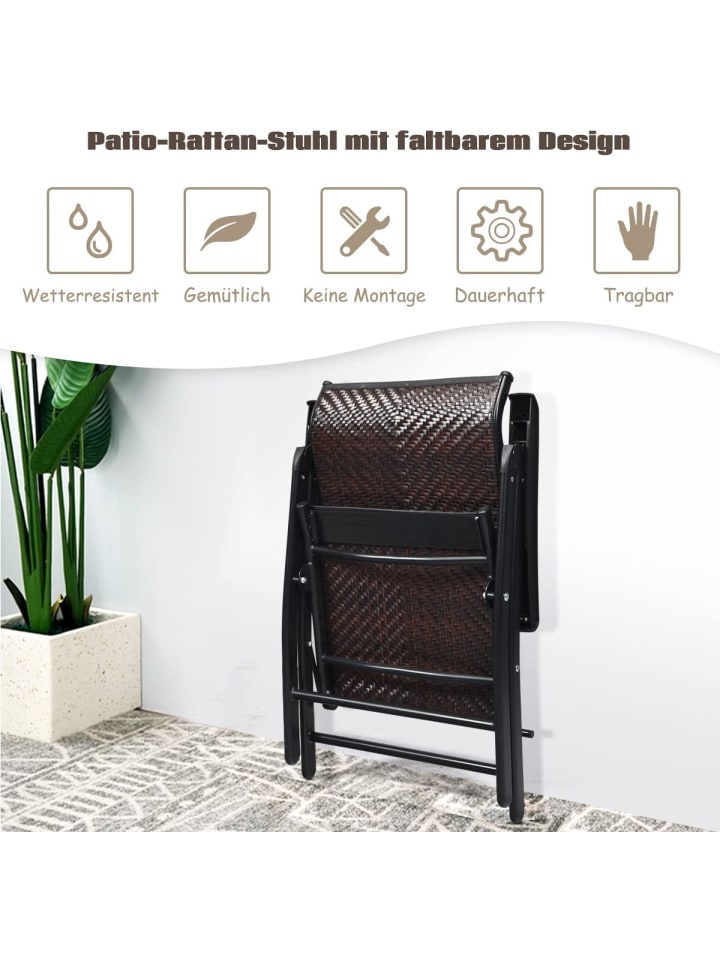 COSTWAY Gartenstuhl in Braun günstig kaufen onesize