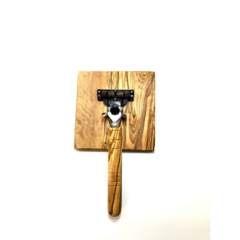 Olivenholz-erleben Rasierer-Etui Nassrasierer-Halter passend für alle gängigen Typen, auch Rasierhobel, resistent gegenüber Feuchtigkeit, vielseitig einsetzbar