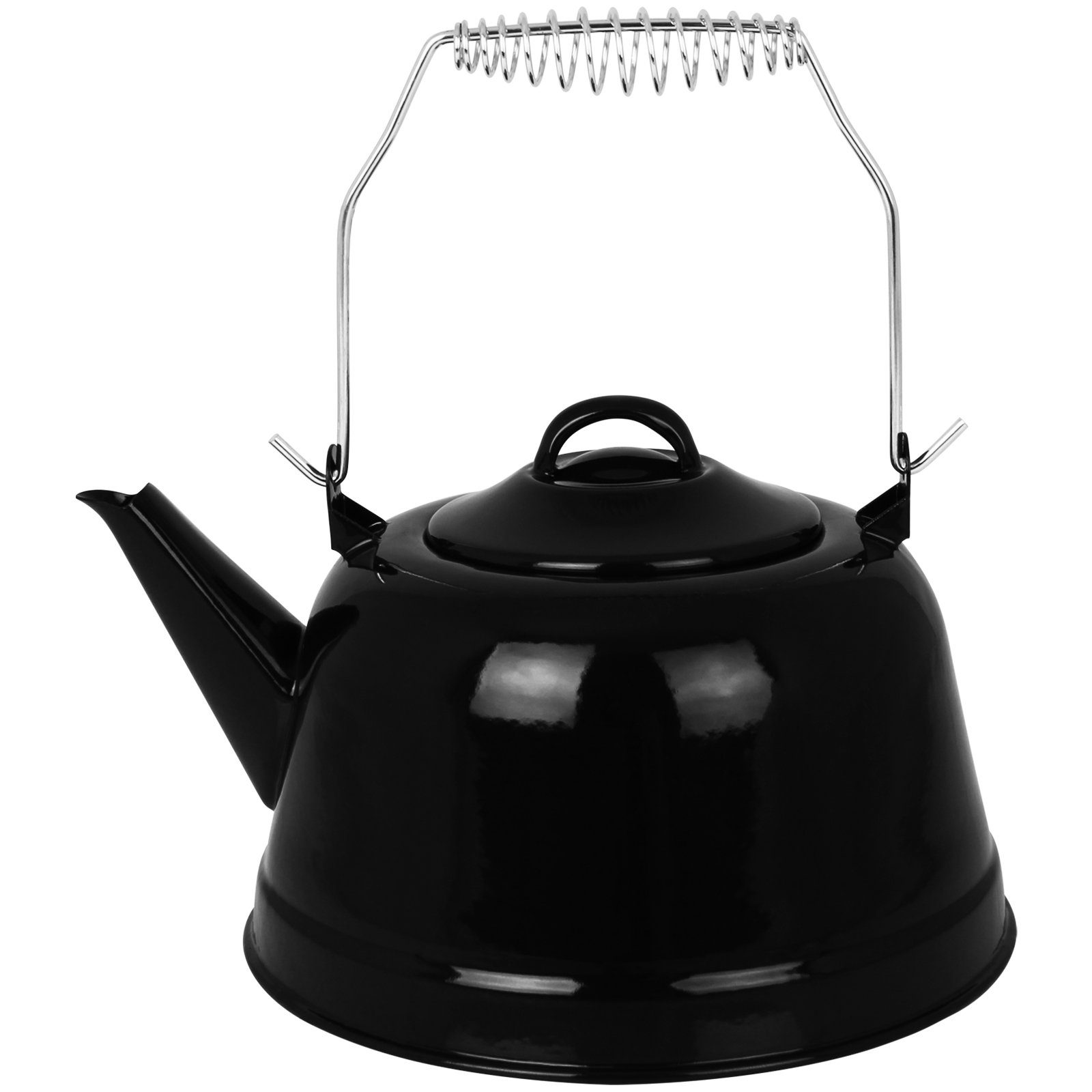 Hatex Wasserkessel Campingkessel 2,4L Henkel Wassertopf Campingkocher Stahlkessel, Wasser Kessel Tee Kocher Emaille Kessel Camping