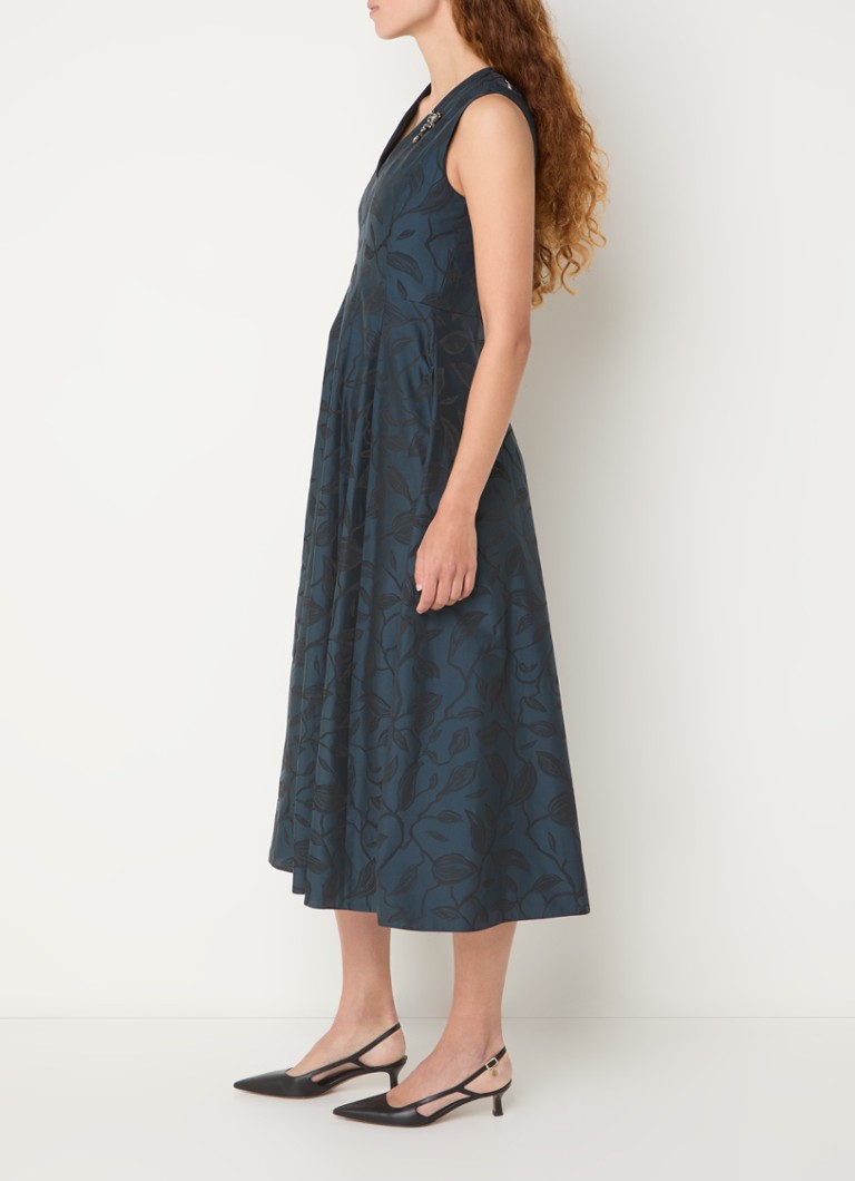 Abito midi Diego di MaxMara con stampa floreale e spilla