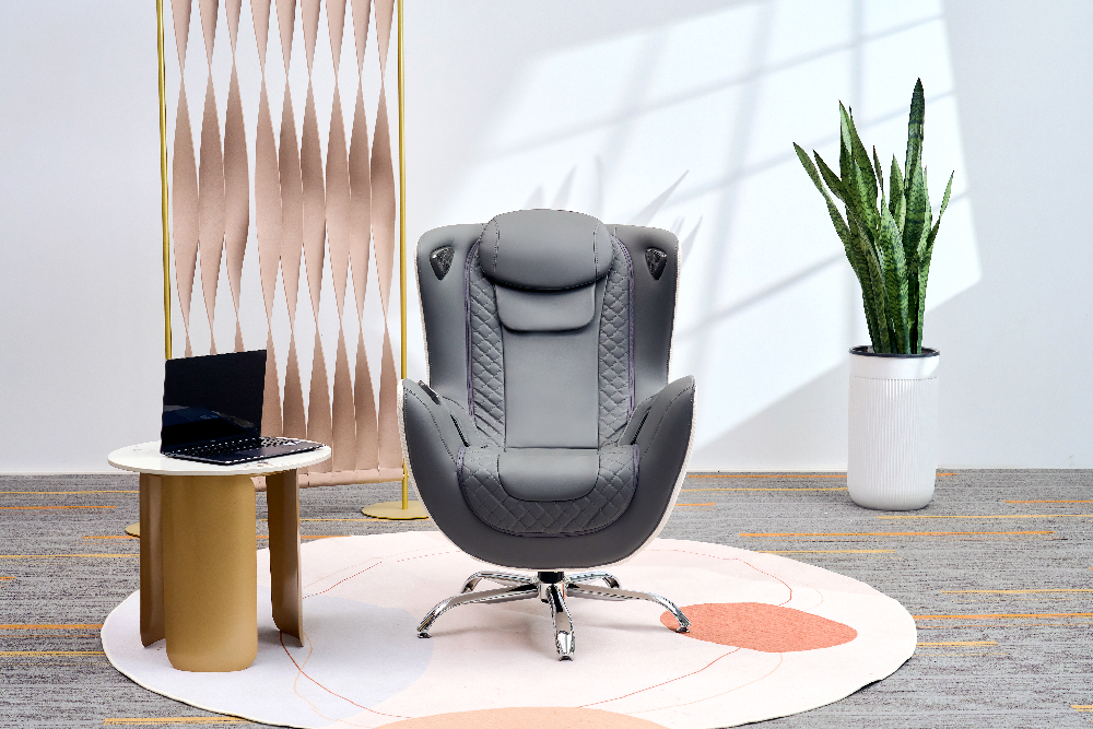 Happy Home elektrischer Massagesessel mit Hocker, Heizfunktion, Lautsprecher & 3D Mechanismus HWP71-GRA grau