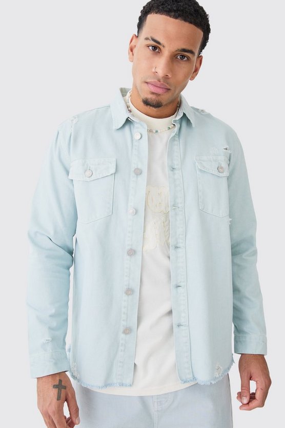 Zerrissenes Denim-Overshirt
